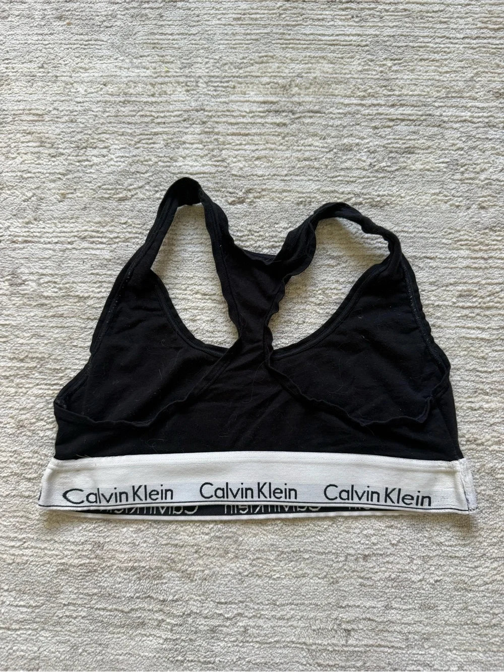 Calvin Klein Black & White Logo Sports Bra (Size Small)